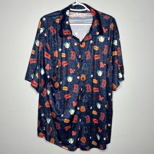 Boston Red Sox Hawaiian Baseball Novelty S/S Button Up Shirt XL Game Day Summer